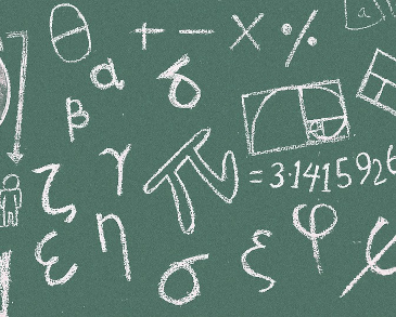 Mathematical symbols on a blackboard